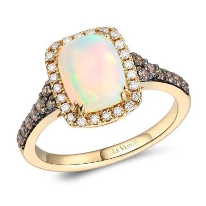 Fashion Rings with Initial Charms in Silver - Plated Metal for a Custom AccessoryLe Vian Ring featuring Neopolitan Opal with Chocolate and Nude Diamonds in 14K Honey Gold