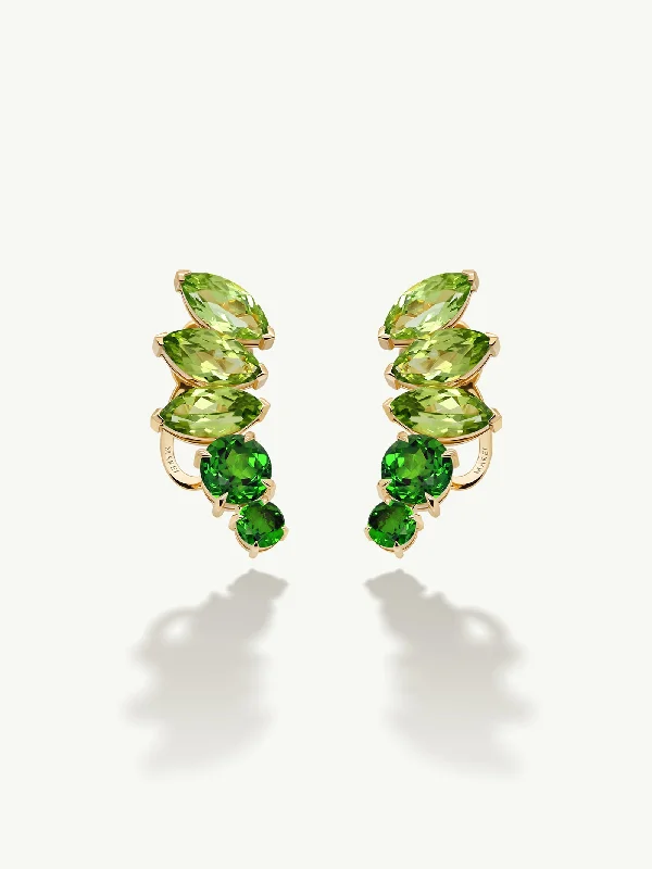 Emerald and diamond engagement ring in a vintage - inspired platinum bandIsadora Earrings With Peridot, Tourmaline and Tsavorite Garnet Gemstones In 18K Yellow Gold