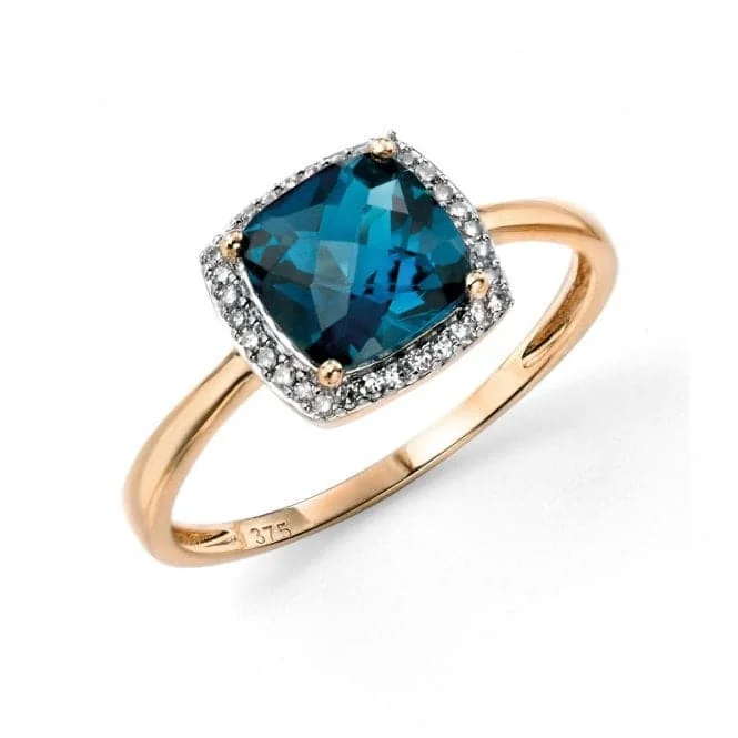 Magnetic Fashion Rings in Stainless Steel with a Modern, Interlocking DesignElements 9ct Yellow Gold London Blue Topaz Checkerboard Ring With Diamond Surround GR453T