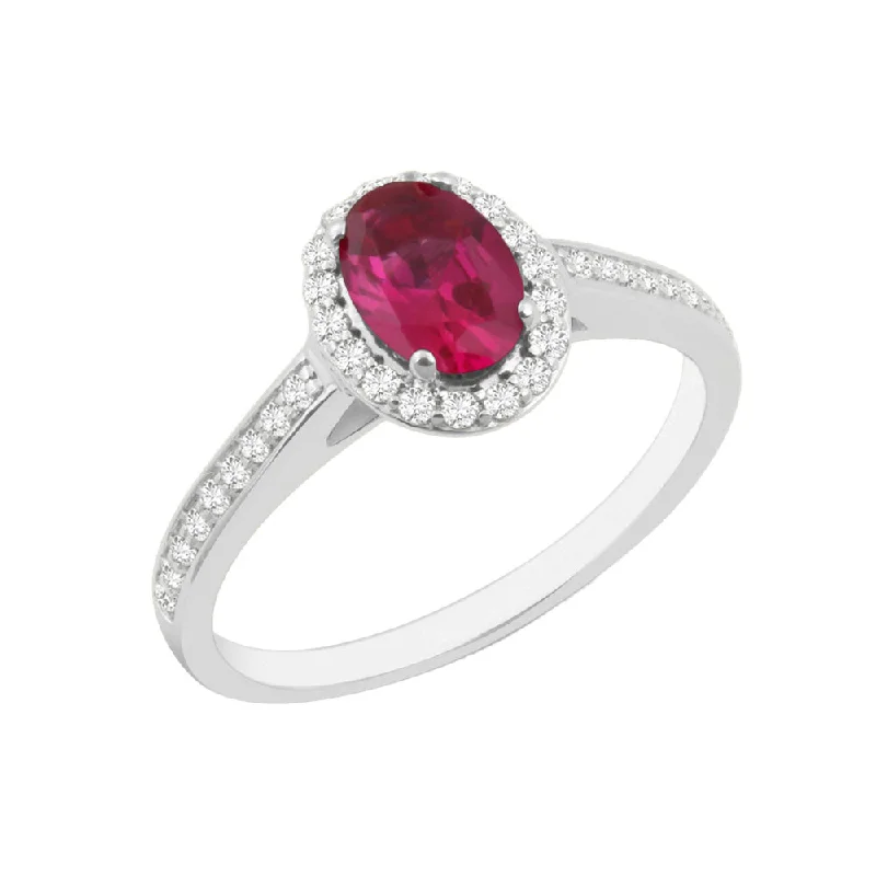 Men's Ruby Engagement Rings in Rose Gold with a Solitaire Design for a Romantic Gesture9ct White Gold Oval Ruby with Diamonds Engagement Ring