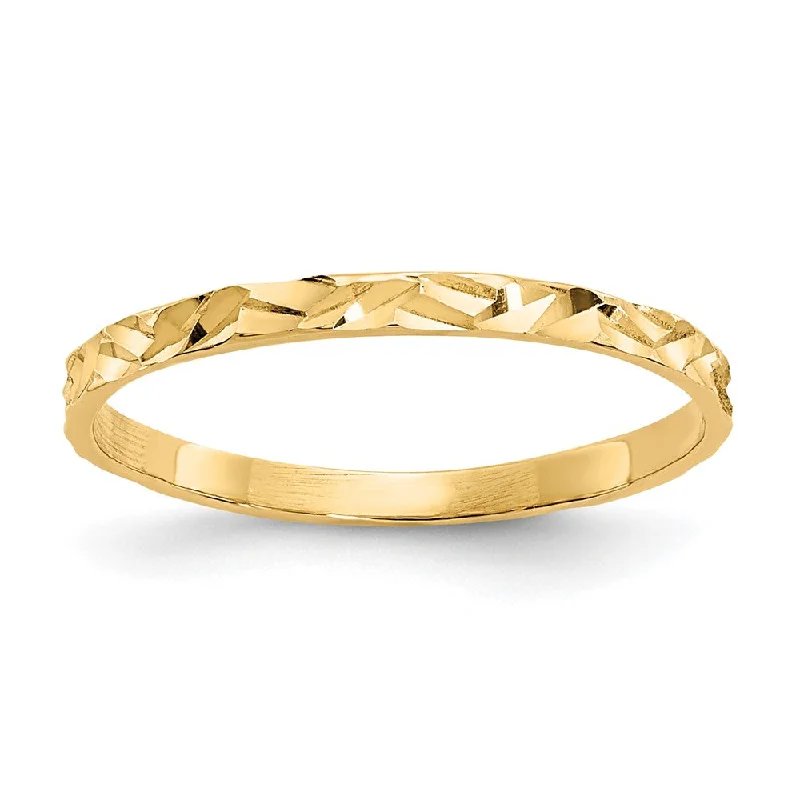 Minimalist Fashion Rings in Stainless Steel with a Single Solitaire Crystal10k Yellow Gold Diamond-cut Zig-Zag Design Band Childs Ring