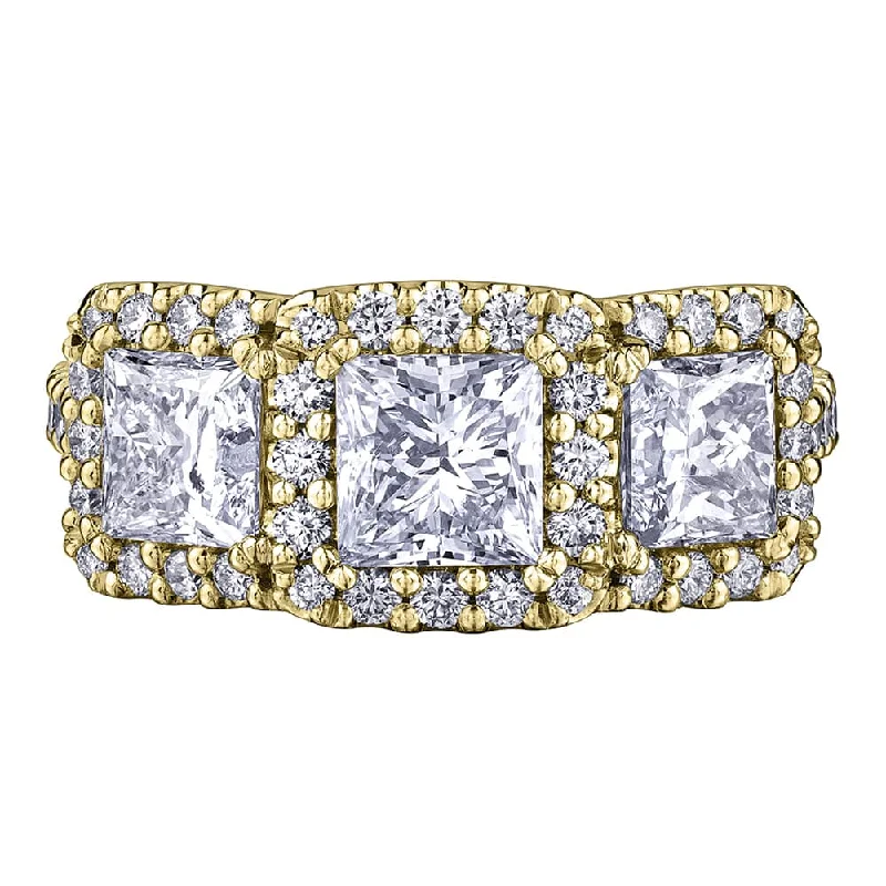 Cluster - Style Women's Diamond Rings with Multiple Small Diamonds Arranged in a Stunning PatternThree-Stone Canadian Princess Cut Diamond Ring