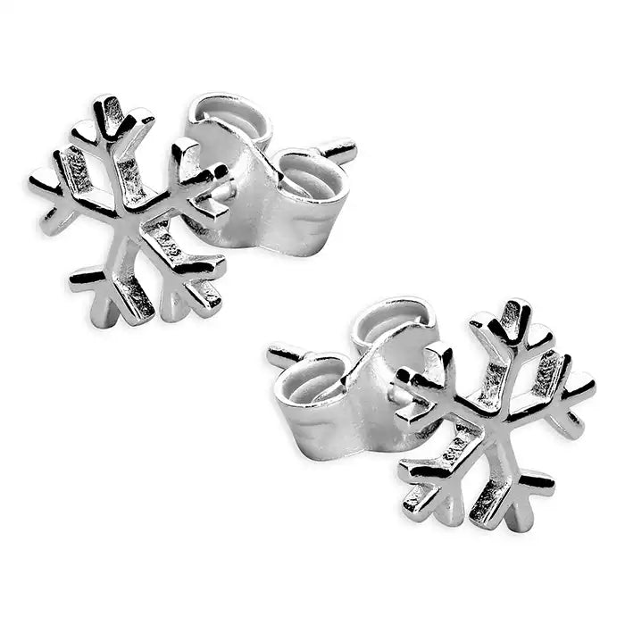 Glow - in - the - Dark Star Stud Earrings for a Mysterious and Night - Time - Friendly AccessorySterling Silver Small Snowflake Stud Earrings