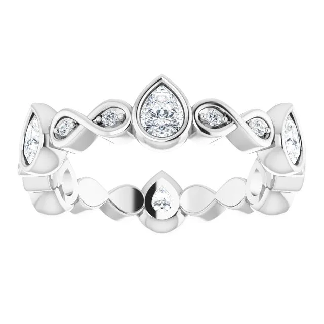 Cluster - Style Women's Diamond Rings with Multiple Small Diamonds Arranged in a Stunning Pattern1.36 ct. Bezel Set Pear And Round Diamond Eternity Band