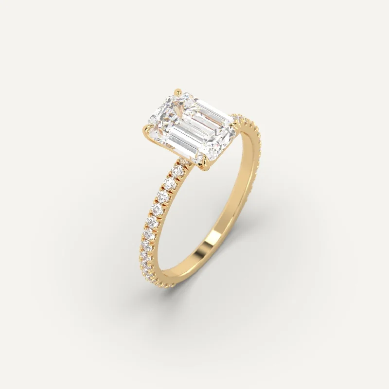 Men's Aquamarine Engagement Rings in 9K Gold with a Bezel - Set Stone2 carat Emerald Cut Diamond Ring