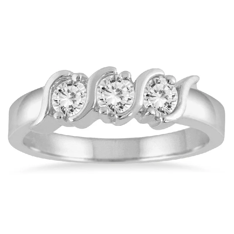 Marquee 10k White Gold 1/2ct TDW Three-stone Diamond Ring