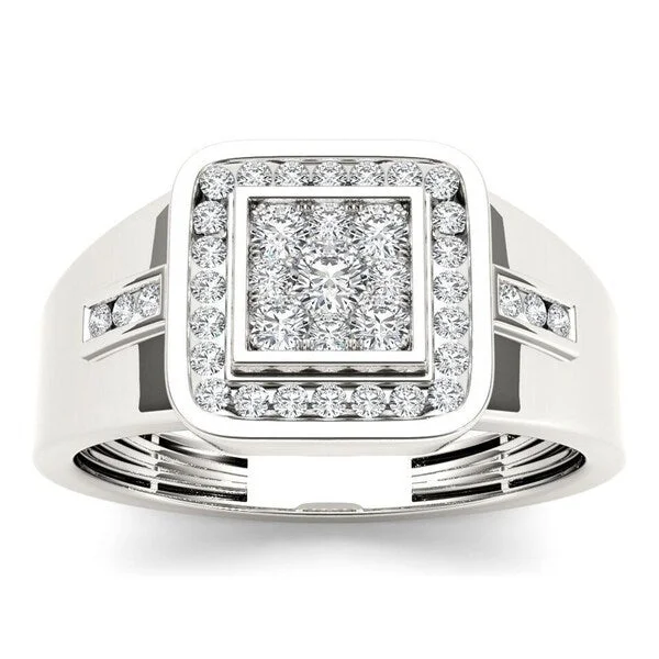 Cushion - Cut Women's Diamond Rings in Platinum with a Soft and Romantic AppearanceDe Couer 10k White Gold 1/2ct TDW Diamond Men's Ring