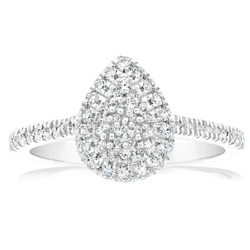 Women's Diamond Rings with Side - Stone Pave Setting for a Sparkling and Continuous ShineLuminesce Lab Grown 1/4 Carat Diamond Silver Ring with 59 Diamonds