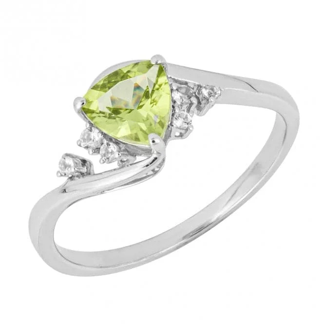 Magnetic Fashion Rings in Stainless Steel with a Modern, Interlocking DesignTrillion Peridot White Topaz 9ct White Gold Ring GR617G