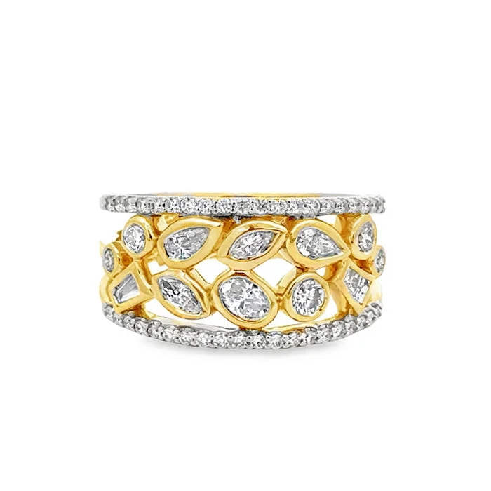 Minimalist Fashion Rings in Stainless Steel with a Single Solitaire CrystalMountz Collection 1.394CTW Mixed Cut Diamond Ring in 14K Yellow Gold