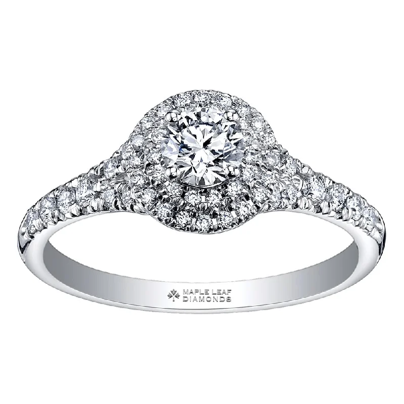 Marquise - Cut Women's Diamond Rings in Palladium for a Unique and Elongated ShapeModern Halo Canadian Diamond Engagement Ring