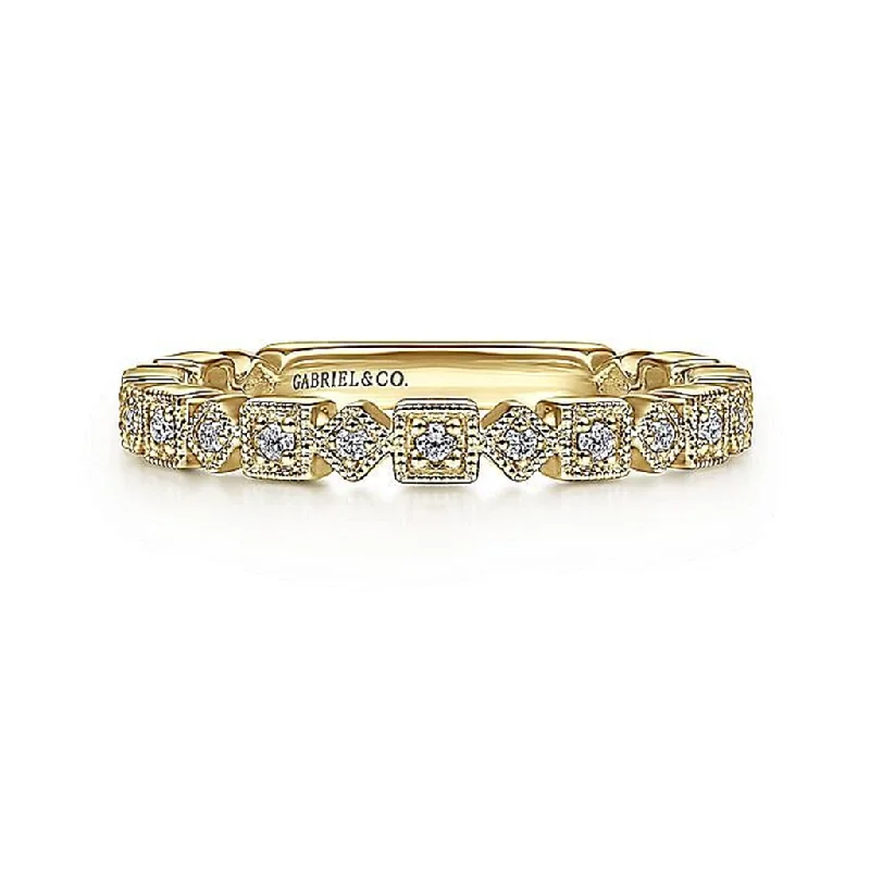 Magnetic Fashion Rings in Stainless Steel with a Modern, Interlocking Design14K Yellow Gold Geometric Diamond Stackable Ring