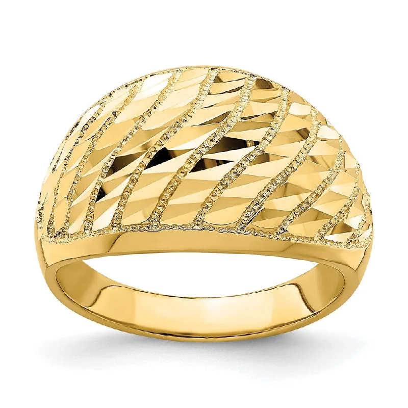 Magnetic Fashion Rings in Stainless Steel with a Modern, Interlocking Design14k Yellow Gold Diamond-cut Lattice Pattern Dome Ring