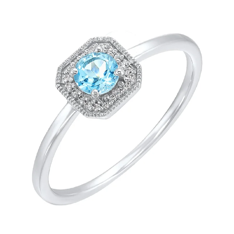 Pink diamond engagement ring in a rose - gold band with white - gold accentsDainty Blue Topaz Diamond Halo Ring in White Gold