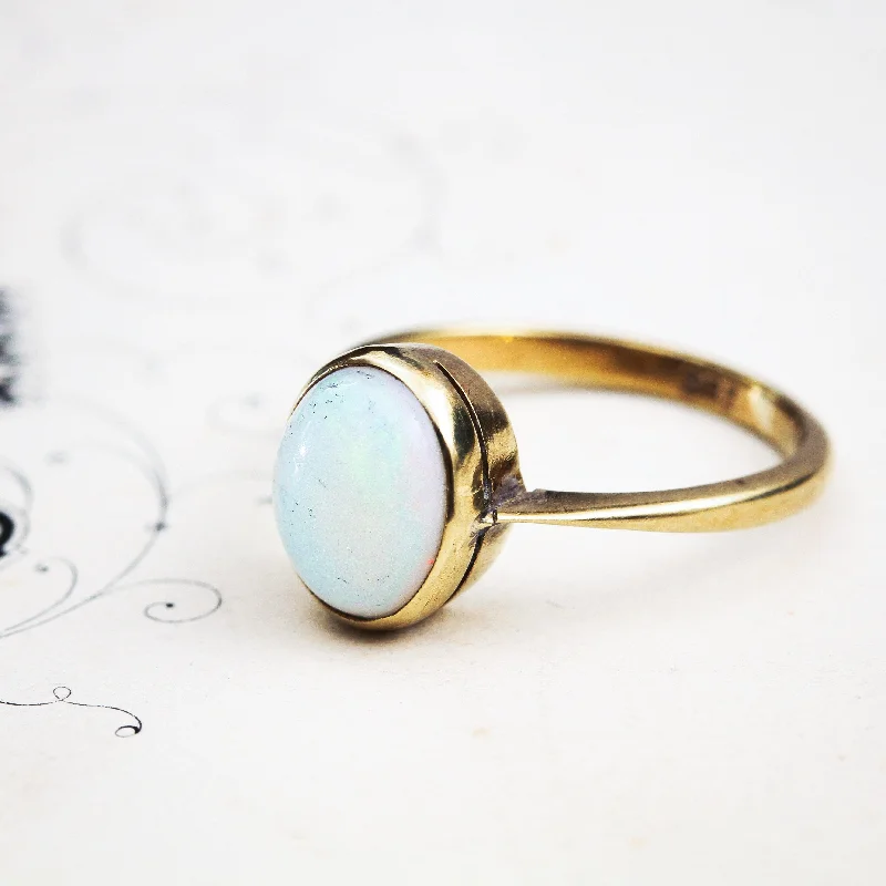 Women's Rings with Hidden Compartments for Secret KeepsakesMilky Pink Vintage Crystal Opal Ring