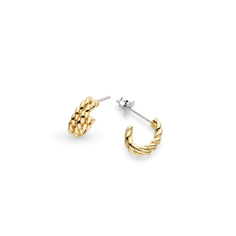 Rhinestone - Embellished Crown - Shaped Stud Earrings for a Princess - Inspired LookKit Heath 18ct Gold Vermeil Rope Stud Hoop Earrings