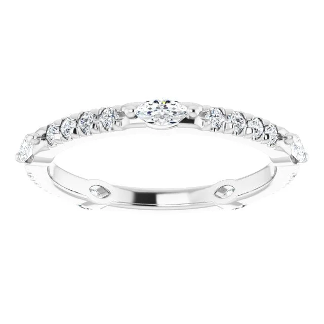 Princess - Cut Women's Diamond Rings in White Gold with a High - Clarity Diamond for a Modern Look0.80 ct. Prong Set  Marquise & Round Diamond Eternity Band