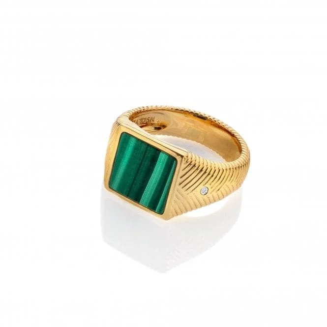 Chunky Fashion Rings in Copper with Geometric Patterns for a Bold AccessoryRevive Malachite Signet Ring DR250