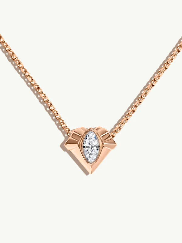 Opal and diamond engagement ring in a contemporary silver band with black - rhodium accentsAlexandria Pendant Necklace With 0.50CT Marquise-Cut Diamond In 18K Rose Gold, 13mm