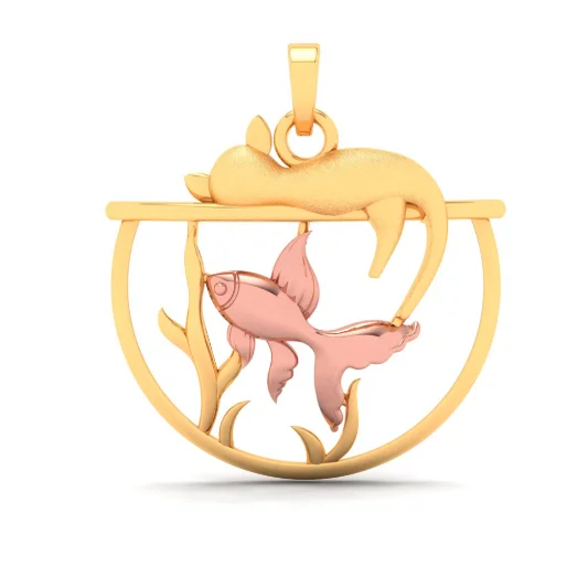 Princess - Cut Women's Diamond Rings in White Gold with a High - Clarity Diamond for a Modern Look14k Fish Bowl Shape Gold Pendant With Yellow Gold Fish And A Cat On Top From Amazea Collection