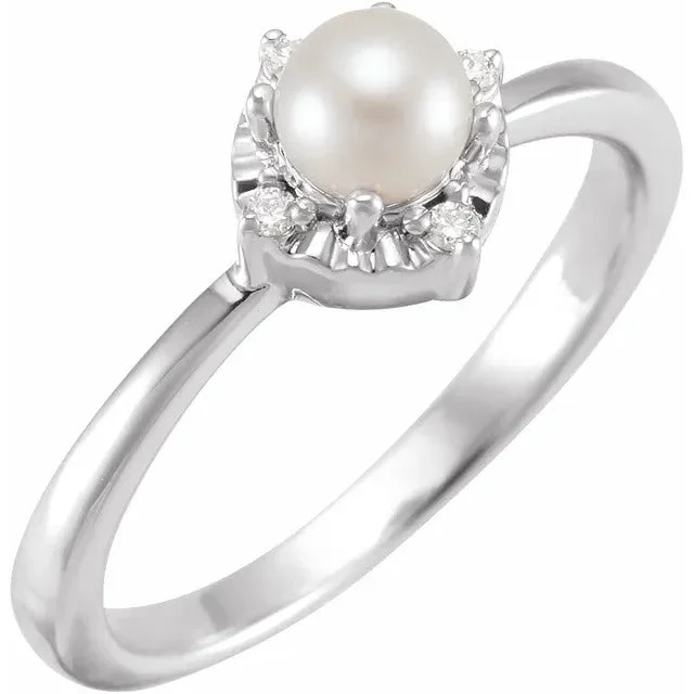 Marquise - cut diamond engagement ring with a split - shank band in platinumFreshwater Pearl Ring with Diamonds