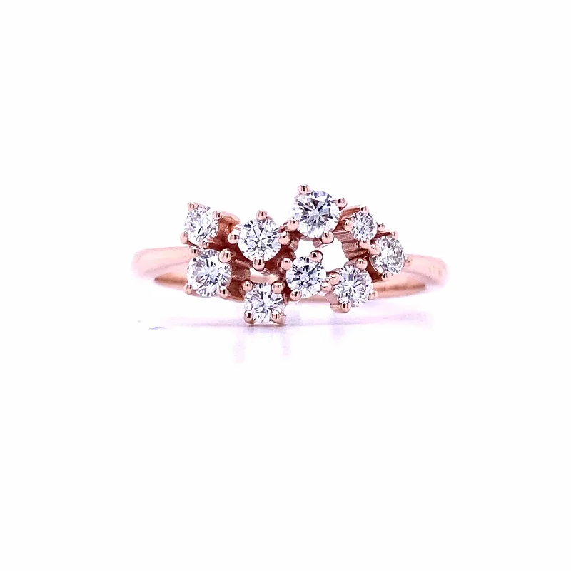 Cathedral - Style Women's Diamond Rings with a Raised Center Setting and Elaborate MetalworkRose Gold and Diamond Constellation Ring