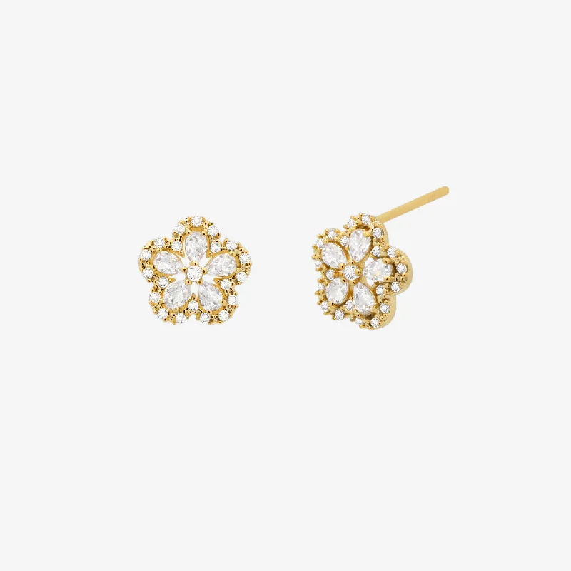 14K Gold Plated Heart - Shaped Stud Earrings for a Romantic and Feminine LookBlossom flower earrings