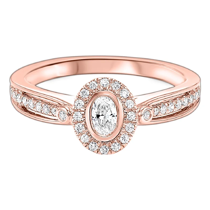 Men's Opal Engagement Rings in 10K Gold with a Milgrain - Trimmed Band14K Rose Gold Oval Diamond Engagement Ring 1/3 CTW