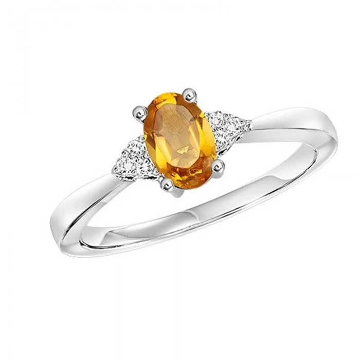 Vintage - style engagement ring with filigree details and sapphire accents in 14K yellow goldOval-Shaped Citrine Ring with Trios of Side Diamonds