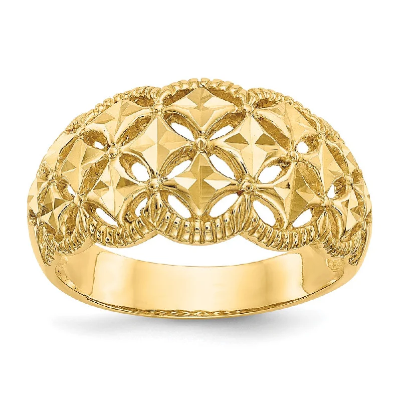 LED - Lit Fashion Rings in Plastic with Color - Changing Effects for a Futuristic Look14k Yellow Gold Diamond-cut Scalloped Edge Pattern Dome Ring