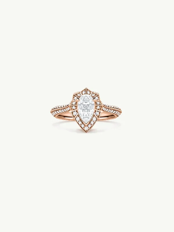 Oval - cut sapphire and diamond engagement ring in 18K white goldAtara Engagement Ring With Brilliant-Cut Pear-Shaped White Diamond In 18K Rose Gold