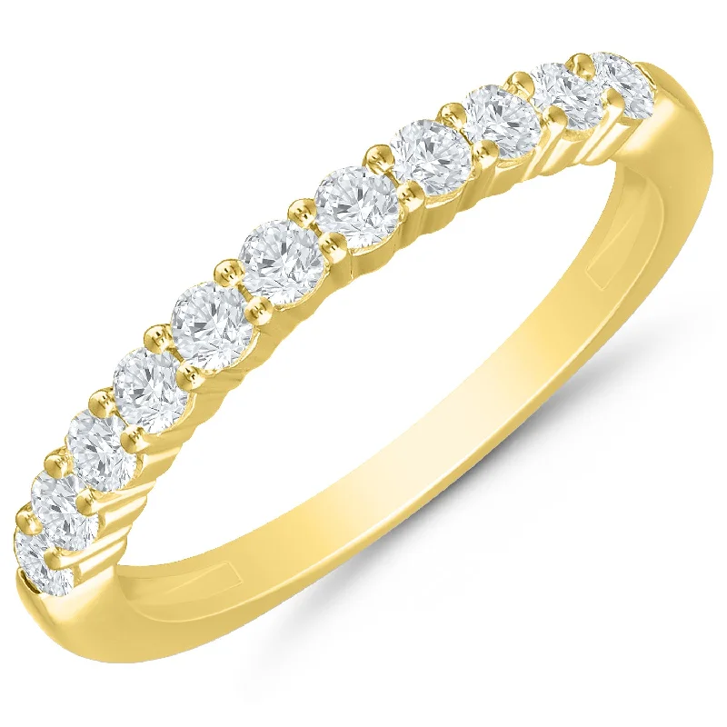 Vintage - style engagement ring with filigree details and sapphire accents in 14K yellow goldClassic Prong Set Diamond Anniversary Band in Yellow Gold, 0.50cttw