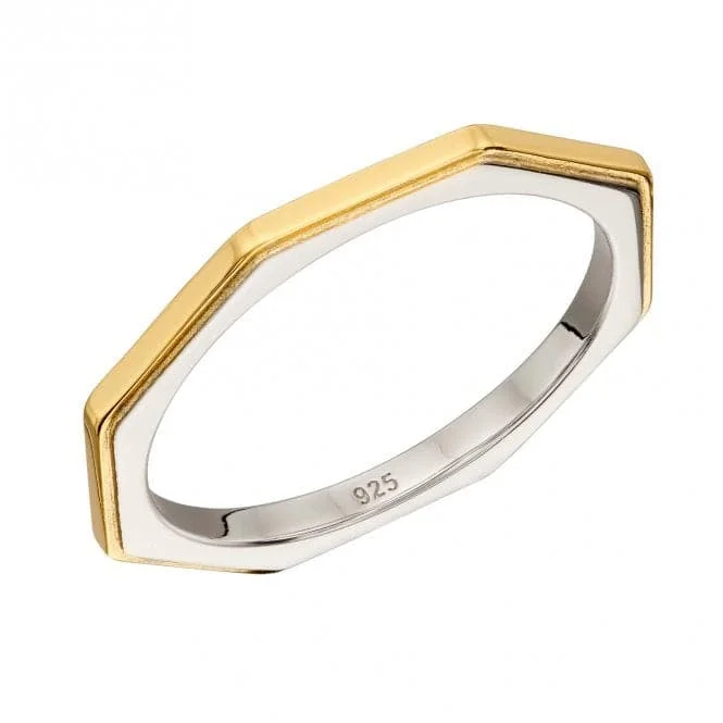 Geometric - Shaped Fashion Rings in Titanium with Iridescent InlaysFiorelli Silver Octagon Yellow Gold Plating Ring R3804