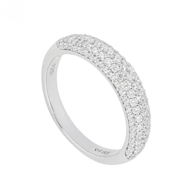 Minimalist Fashion Rings in Stainless Steel with a Single Solitaire CrystalPave Set Zirconia Dome Ring