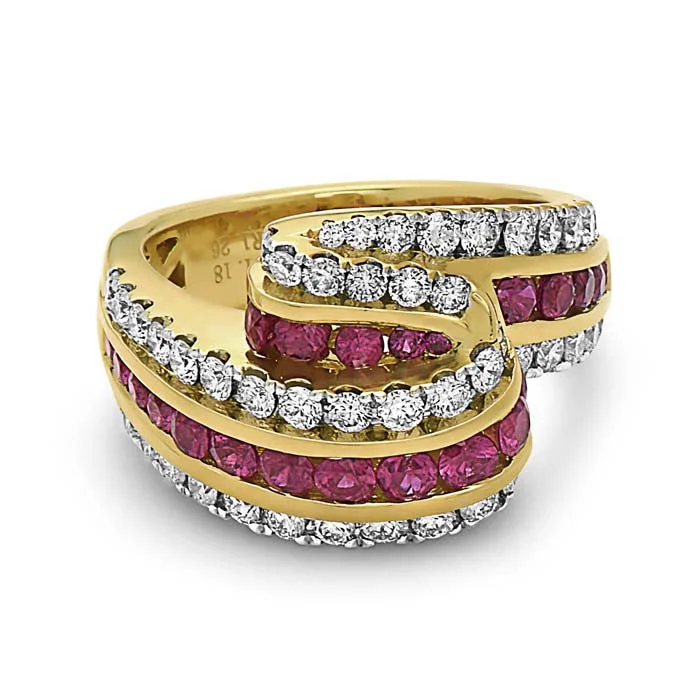 Vintage - Reproduction Fashion Rings in Bronze with Cameo - Style MedallionsCharles Krypell "Krypell Collection" Ruby and Diamond Triple Fold Ring in 18K Yellow Gold