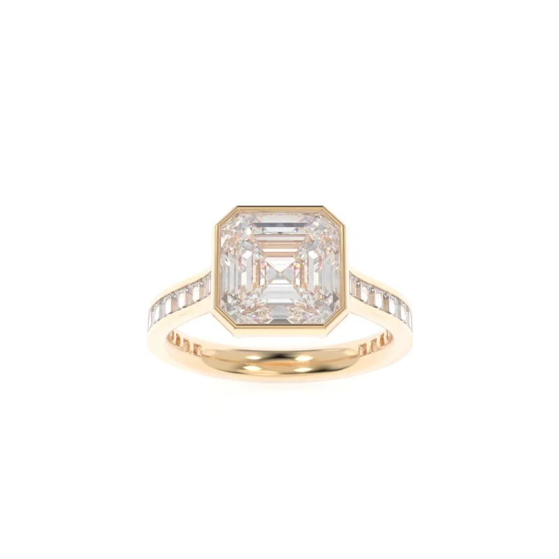 Men's Diamond Engagement Rings with Platinum Band and Halo Setting for a Luxury ProposalGwen Ring Asscher