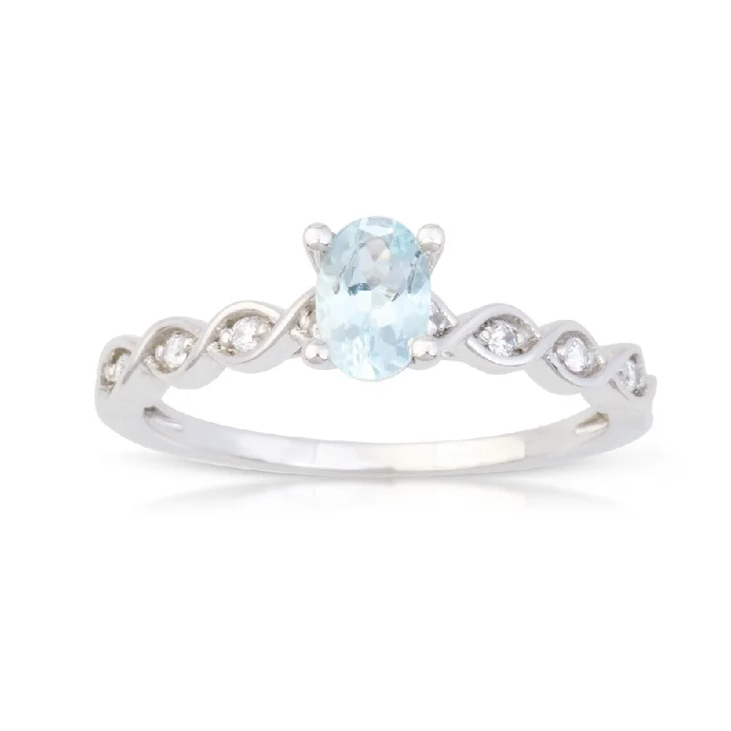 Pear - Shaped Women's Diamond Rings in Yellow Gold with a Single - Diamond Pendant LookOval Cut Aquamarine Gemstone 1/20ct TDW Diamond Classic Ring in 10k White Gold