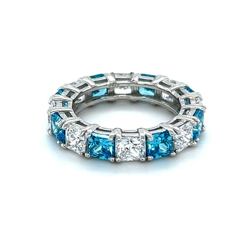 LED - Lit Fashion Rings in Plastic with Color - Changing Effects for a Futuristic LookPrincess Cut Aqua and White Eternity Ring