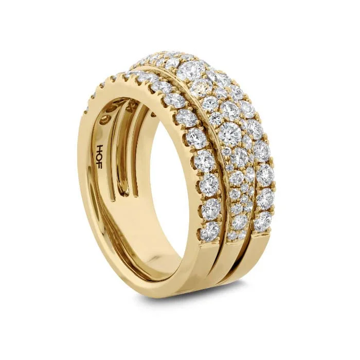 Magnetic Fashion Rings in Stainless Steel with a Modern, Interlocking DesignHearts On Fire Grace Triple Row Small Domed Ring in 18K Yellow Gold