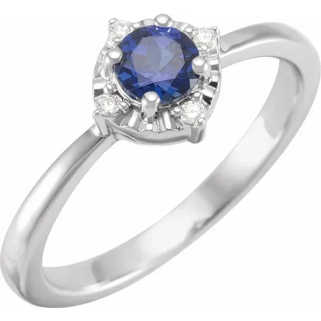 Princess - cut diamond engagement ring with a pavé - set band in platinumLab Created Sapphire Ring with Diamonds