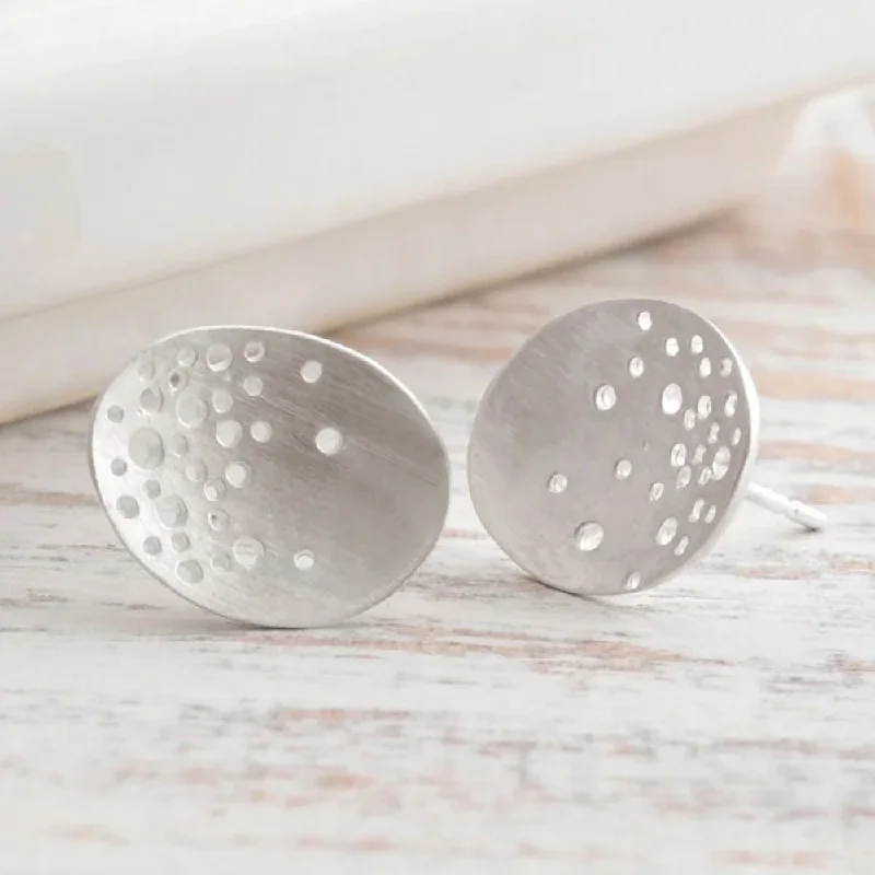 Matte - Finish Titanium Hexagon Stud Earrings for a Sleek and Contemporary StyleSilver Oval Studs