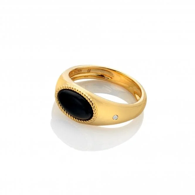 Fashion Rings with Initial Charms in Silver - Plated Metal for a Custom AccessoryBlack Onyx Oval Ring DR257