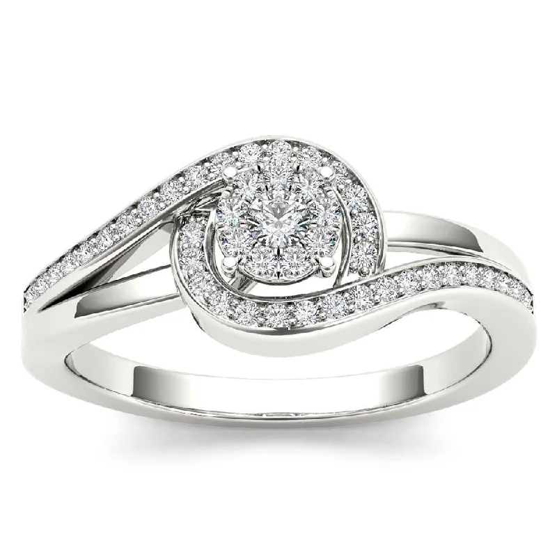 Cluster - Style Women's Diamond Rings with Multiple Small Diamonds Arranged in a Stunning PatternDe Couer 10k White Gold 1/5ct TDW Diamond Promise Fashion Ring