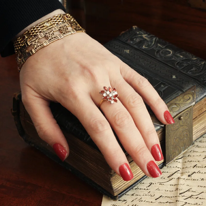 Floral - Patterned Women's Rings in 18K Yellow Gold for a Feminine LookA Flirtatious Asymmetric 1980's Ruby & Diamond Cocktail Ring