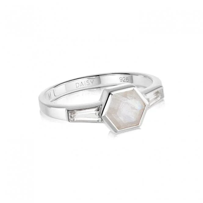 Statement - Making Fashion Rings in Gold - Plated Brass with Oversized Cubic Zirconia StonesBeloved Moonstone Hexagon Sterling Silver Ring JR06_SLV