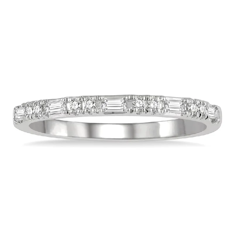 Textured Fashion Rings in Pewter with Hammered and Embossed Surfaces14K White Gold Baguette Diamond Stackable Fashion Ring