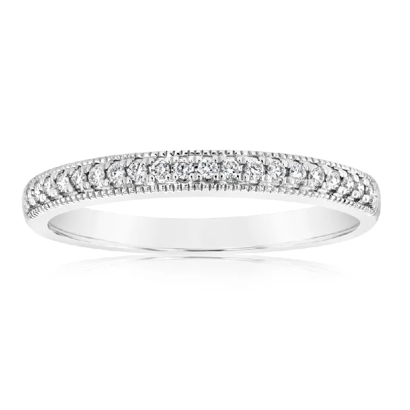 Women's Diamond Rings with Side - Stone Pave Setting for a Sparkling and Continuous ShineLuminesce Lab Grown 9ct White Gold 1/10 Carat Diamond Eternity Ring