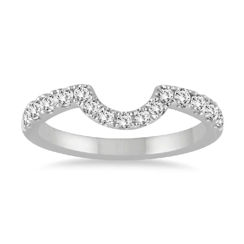 Marquise - Cut Women's Diamond Rings in Palladium for a Unique and Elongated Shape1/3 Carat TW CURVED DIAMOND WEDDING BAND IN 14K WHITE GOLD