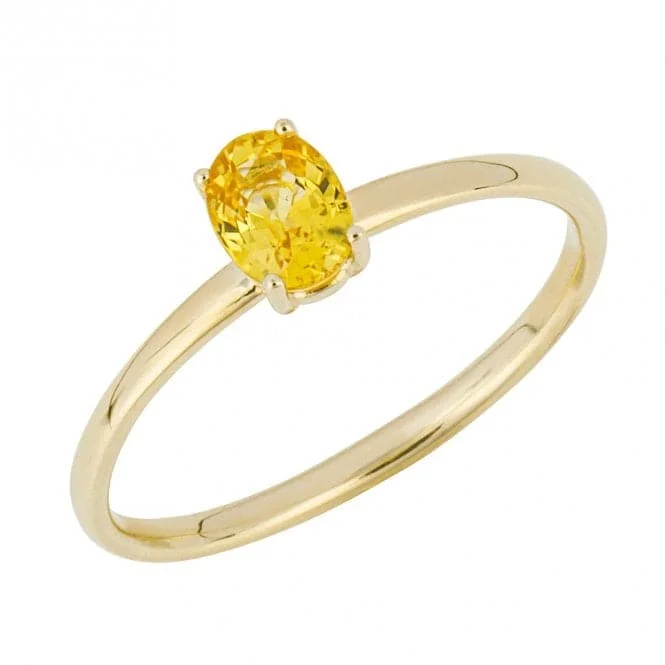 Minimalist Fashion Rings in Stainless Steel with a Single Solitaire CrystalOval Cut Yellow Sapphire 9ct Yellow Gold Ring GR621Y