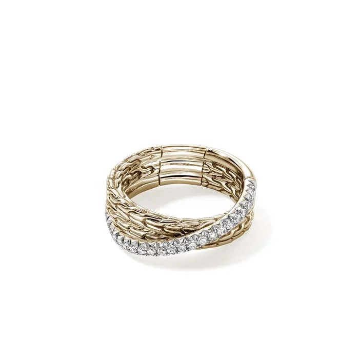 Chunky Fashion Rings in Copper with Geometric Patterns for a Bold AccessoryJohn Hardy .35CTW Diamond Essential Pavé Crossover Ring in 14K Yellow Gold